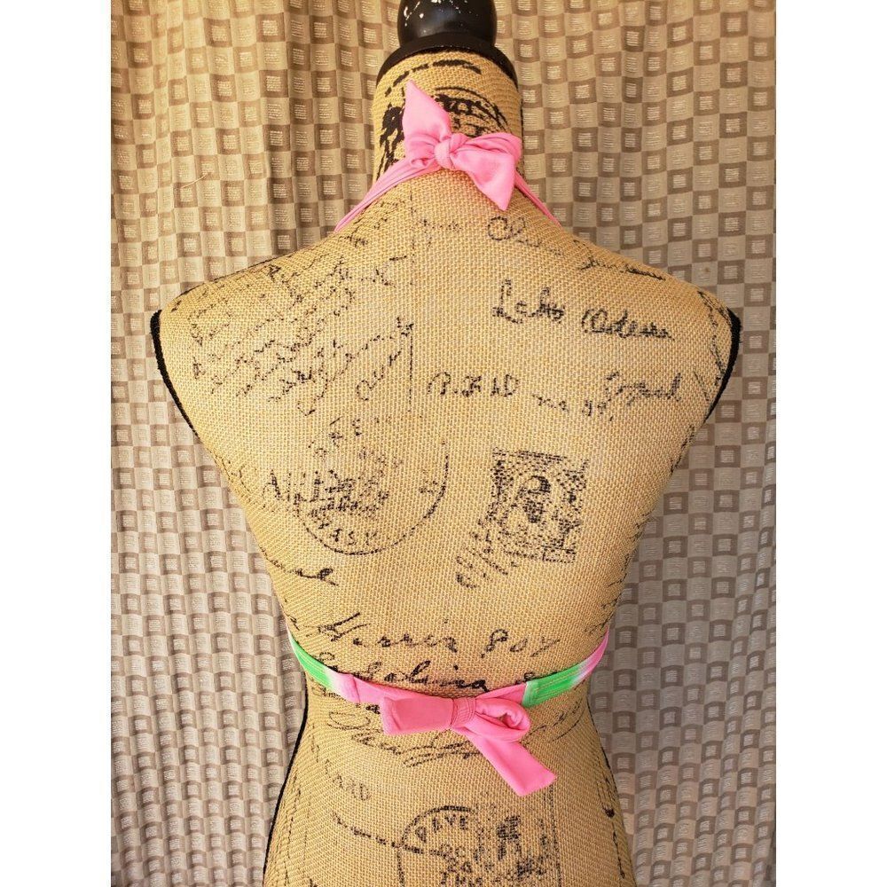 Girls Halter Bikini Top PINK Green Studded Swimwear Swimsuit Size 12 NWOT - Picture 5 of 8
